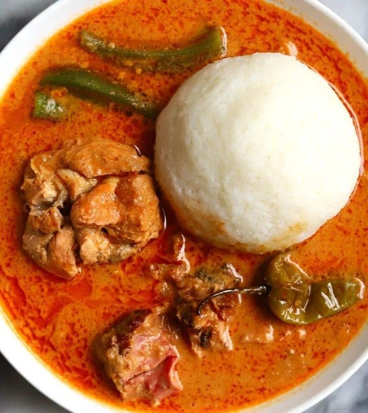Rice Balls (Omo Tuo) with salmon & cow meat