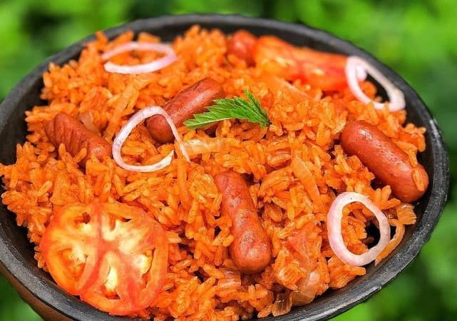 Jollof Rice with Grilled Sausage